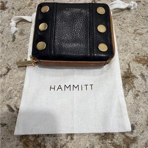 Hammitt Black and Brown Leather Wallet with Gold Accents